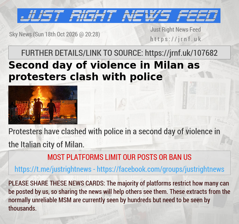 Second day of violence in Milan as protesters clash with police