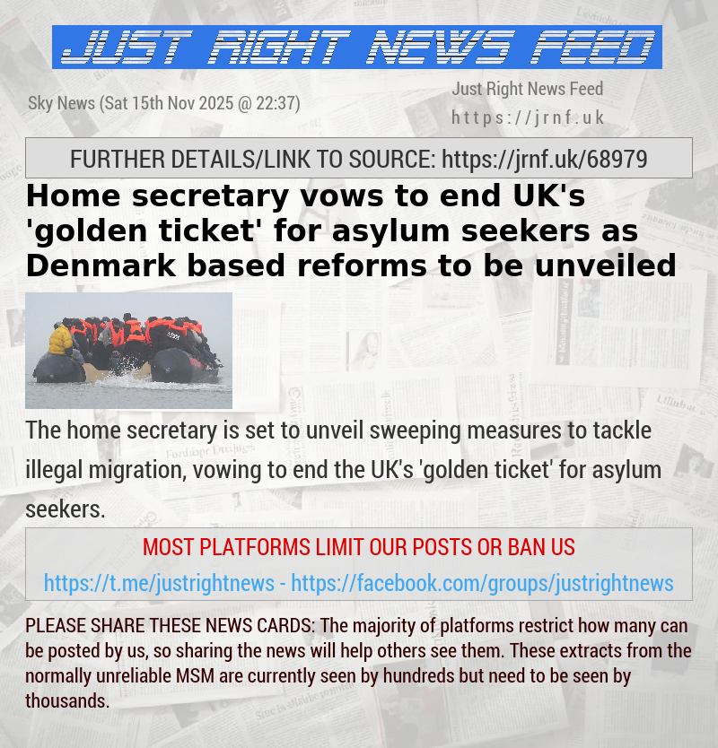 Home secretary vows to end UK’s ’golden ticket’ for asylum seekers — as Denmark—based reforms to be unveiled