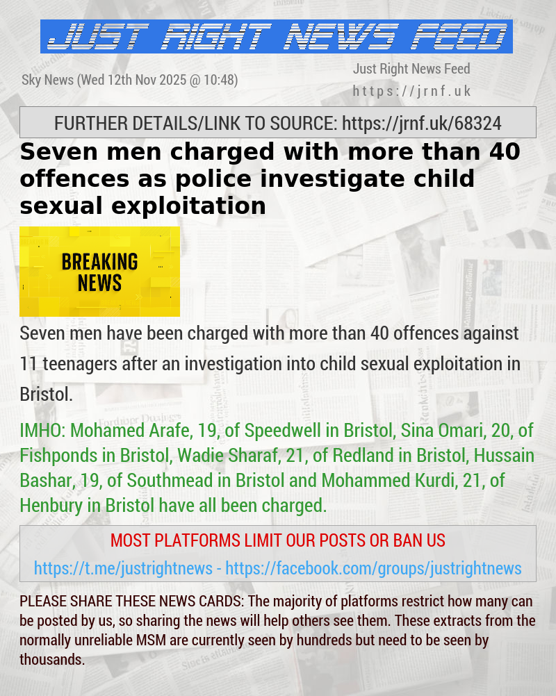 Seven men charged with more than 40 offences as police investigate child sexual exploitation