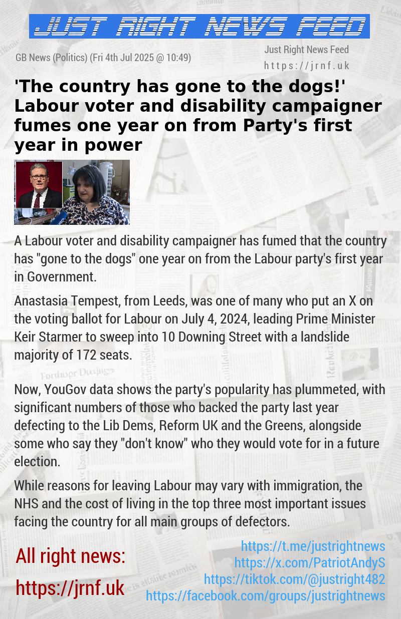 ’The country has gone to the dogs!’ Labour voter and disability campaigner fumes one year on from Party’s first year in power
