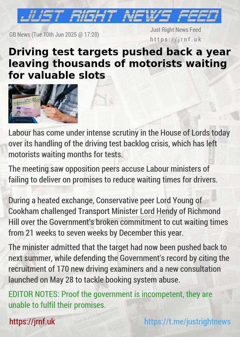Driving test targets pushed back a year leaving thousands of motorists waiting for valuable slots