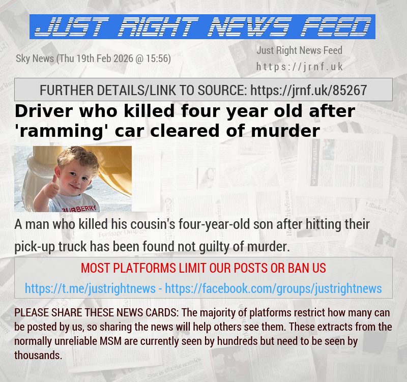 Driver who killed four—year—old after ’ramming’ car cleared of murder