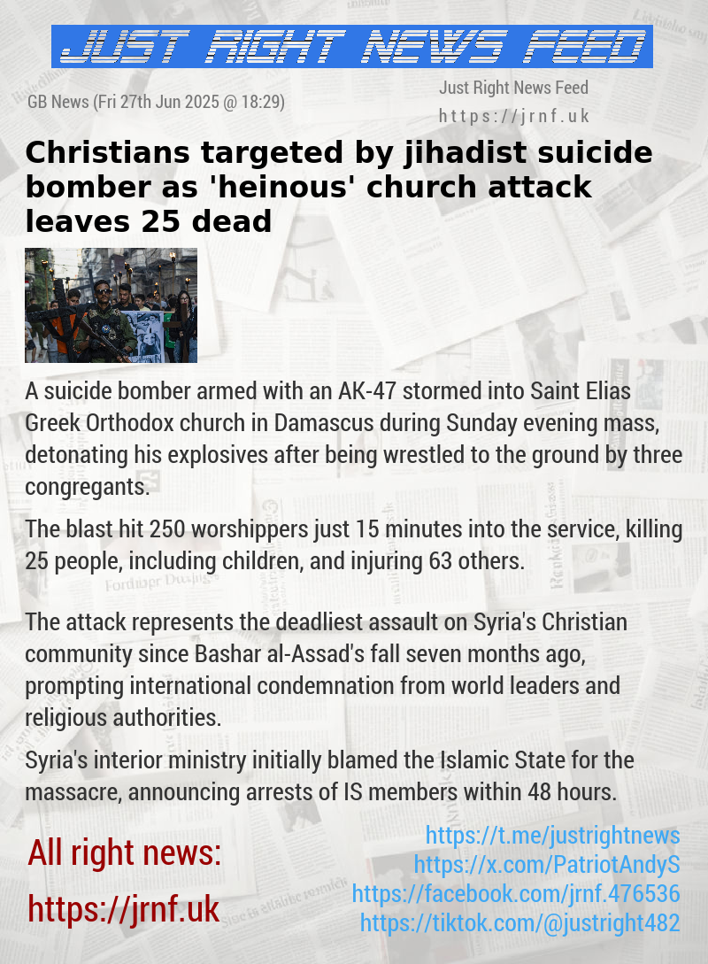 Christians targeted by jihadist suicide bomber as ’heinous’ church attack leaves 25 dead