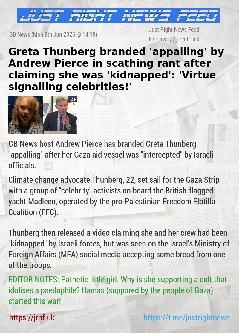 Greta Thunberg branded ’appalling’ by Andrew Pierce in scathing rant after claiming she was ’kidnapped’: ’Virtue signalling celebrities!’