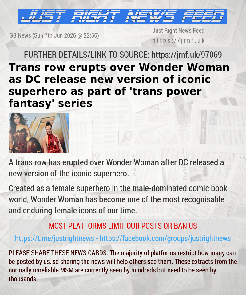 Trans row erupts over Wonder Woman as DC release new version of iconic superhero as part of ’trans power fantasy’ series