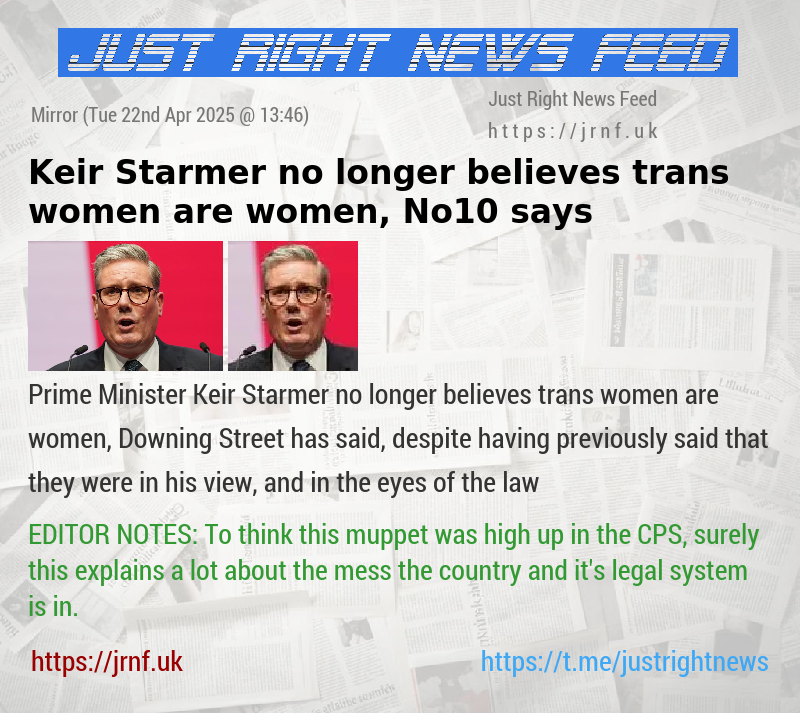 Keir Starmer no longer believes trans women are women, No10 says