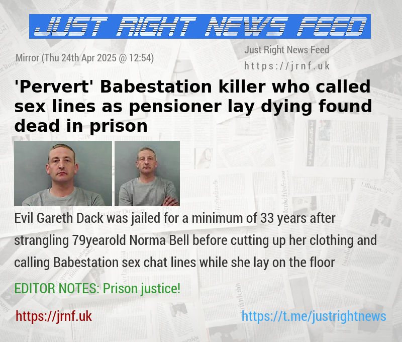 ’Pervert’ Babestation killer who called sex lines as pensioner lay dying found dead in prison