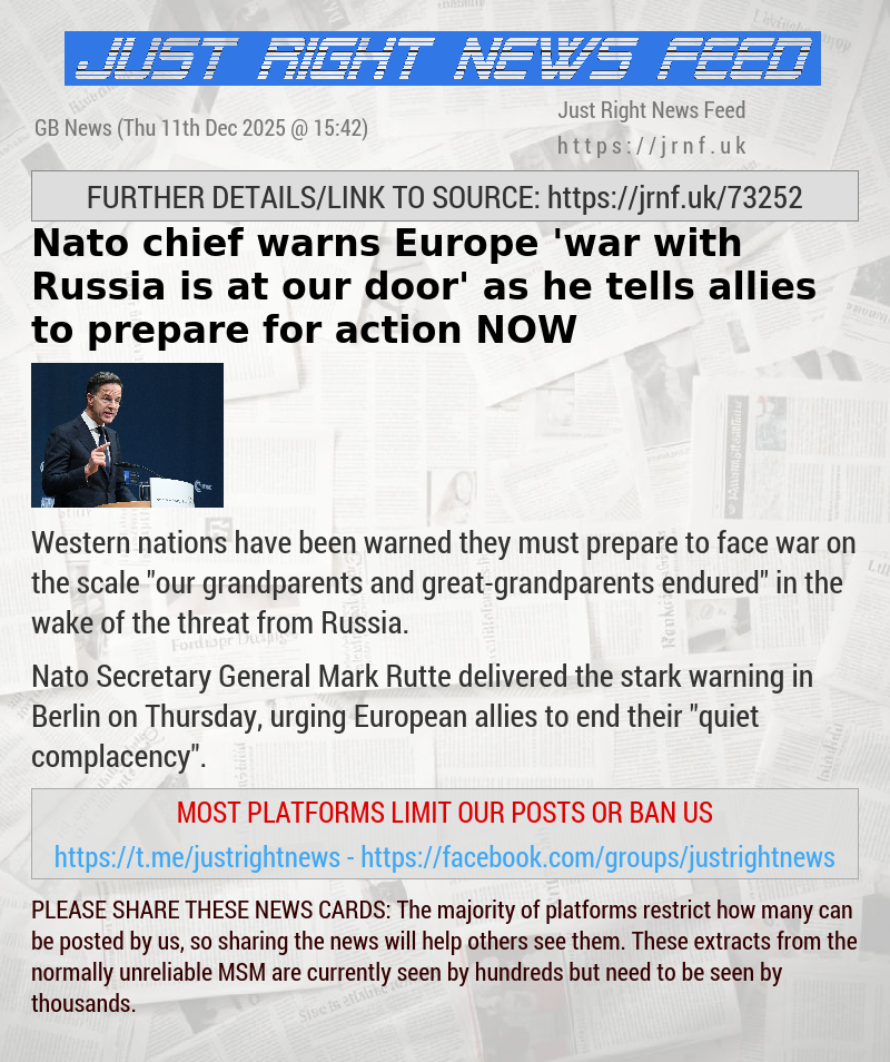 Nato chief warns Europe ’war with Russia is at our door’ as he tells allies to prepare for action NOW