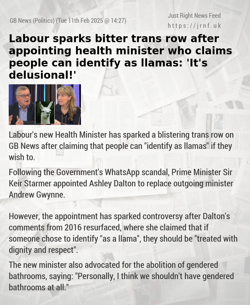 Labour sparks bitter trans row after appointing health minister who claims people can identify as llamas: ’It’s delusional!’