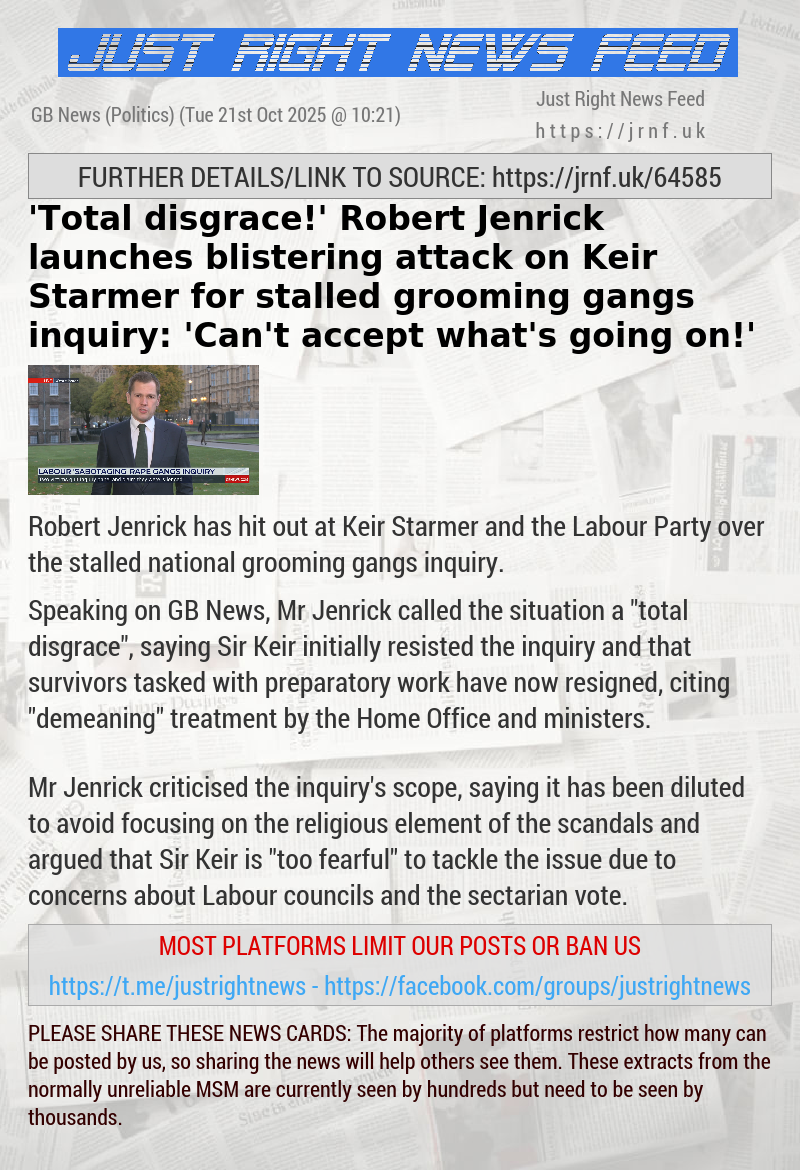 ’Total disgrace!’ Robert Jenrick launches blistering attack on Keir Starmer for stalled grooming gangs inquiry: ’Can’t accept what’s going on!’