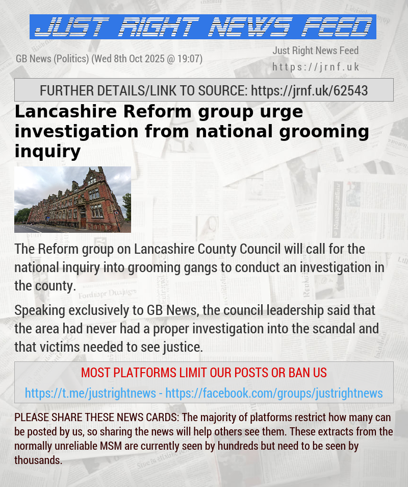 Lancashire Reform group urge investigation from national grooming inquiry