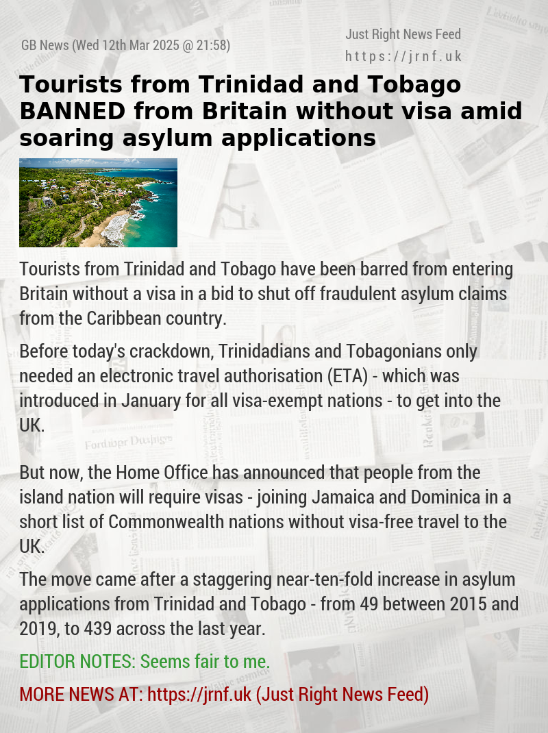 Tourists from Trinidad and Tobago BANNED from Britain without visa amid soaring asylum applications