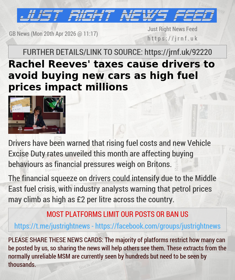 Rachel Reeves’ taxes cause drivers to avoid buying new cars as high fuel prices impact millions