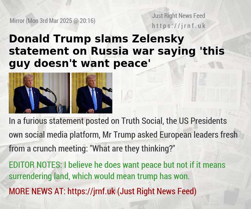 Donald Trump slams Zelensky statement on Russia war — saying ’this guy doesn’t want peace’