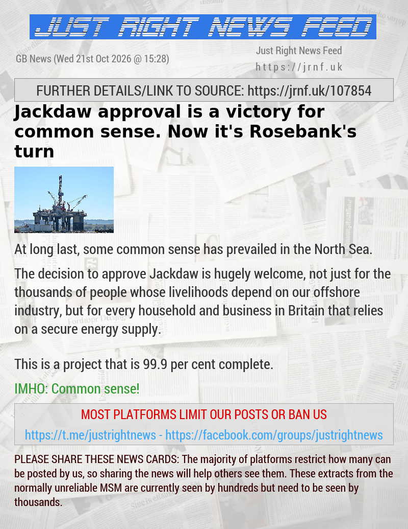 Jackdaw approval is a victory for common sense. Now it’s Rosebank’s turn