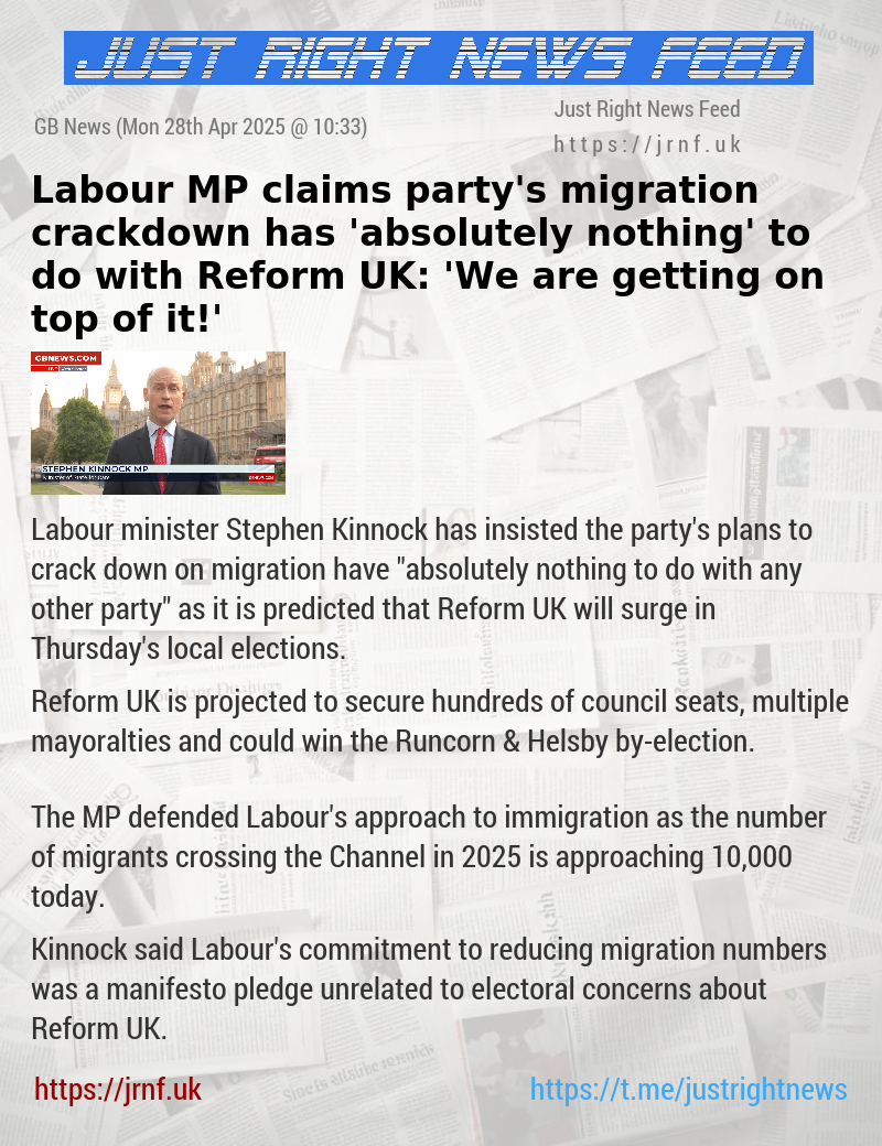 Labour MP claims party’s migration crackdown has ’absolutely nothing’ to do with Reform UK: ’We are getting on top of it!’