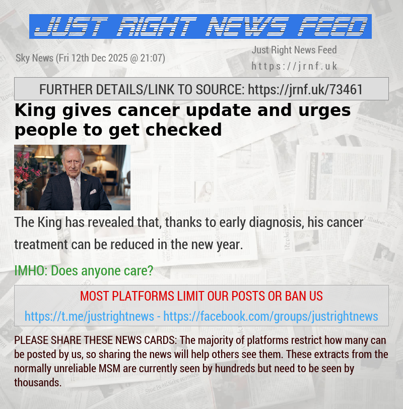 King gives cancer update and urges people to get checked 
