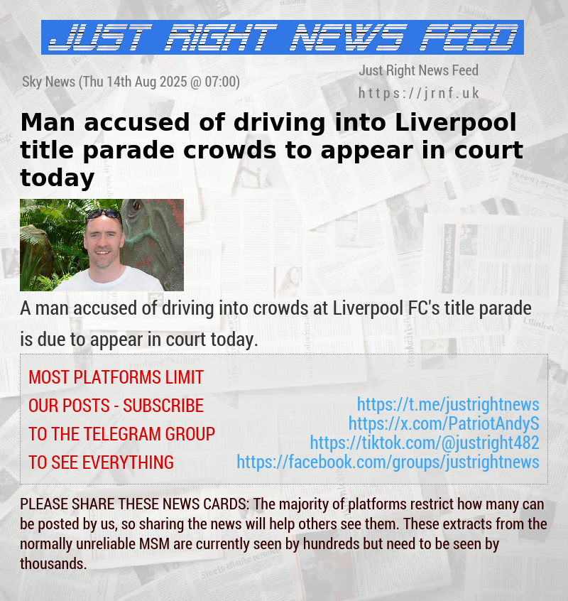 Man accused of driving into Liverpool title parade crowds to appear in court today