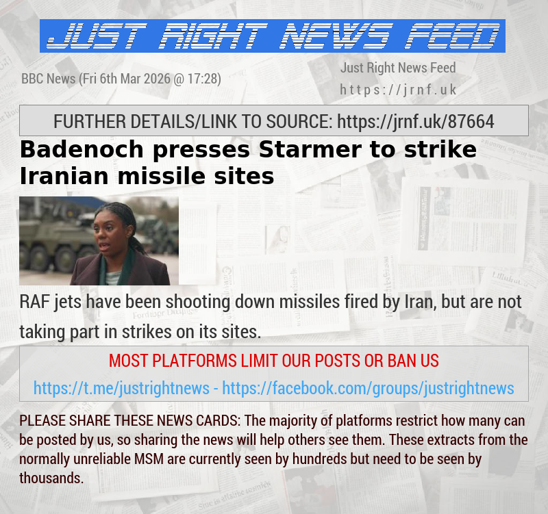 Badenoch presses Starmer to strike Iranian missile sites
