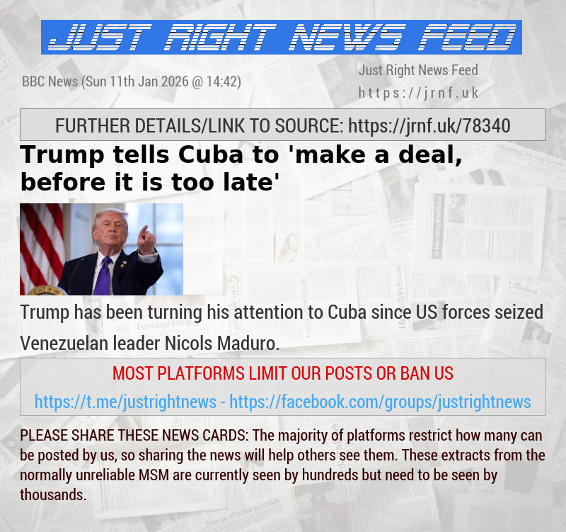 Trump tells Cuba to ’make a deal, before it is too late’