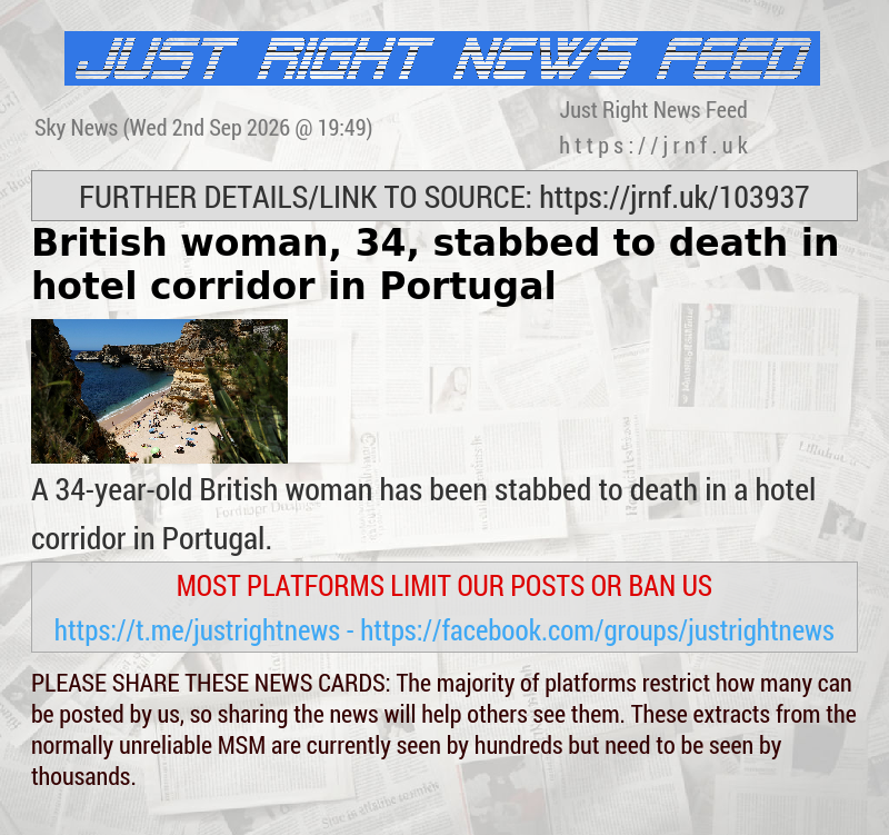 British woman, 34, stabbed to death in hotel corridor in Portugal