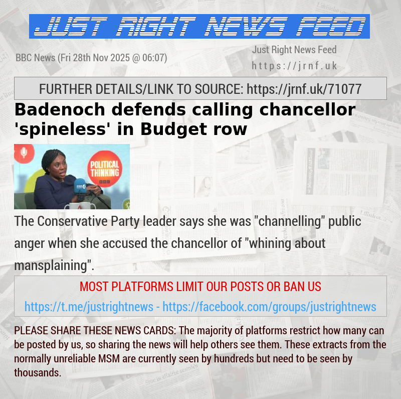 Badenoch defends calling chancellor ’spineless’ in Budget row