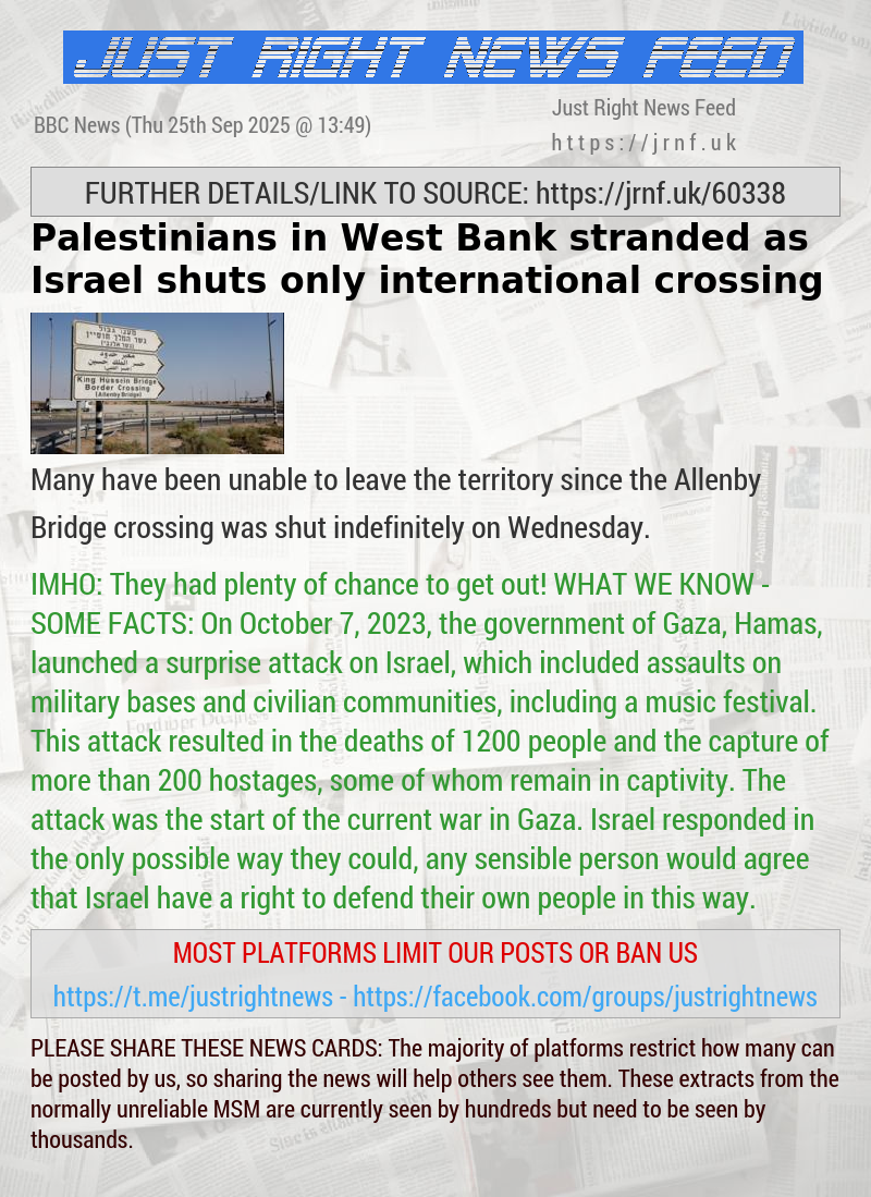 Palestinians in West Bank stranded as Israel shuts only international crossing
