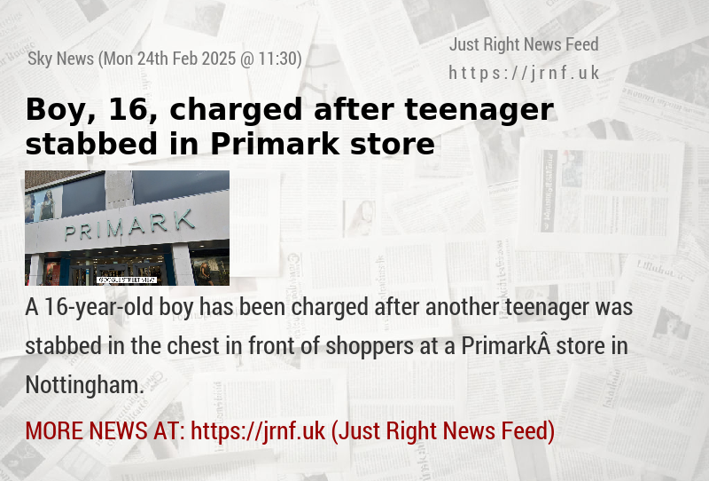 Boy, 16, charged after teenager stabbed in Primark store