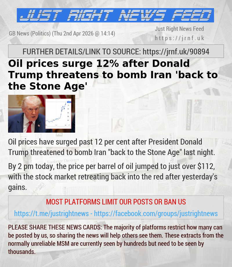 Oil prices surge 12% after Donald Trump threatens to bomb Iran ’back to the Stone Age’