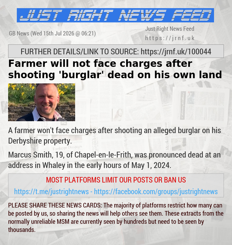 Farmer will not face charges after shooting ’burglar’ dead on his own land