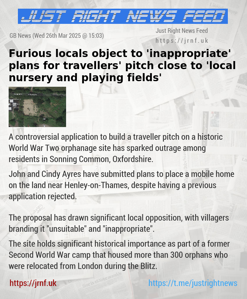 Furious locals object to ’inappropriate’ plans for travellers’ pitch close to ’local nursery and playing fields’