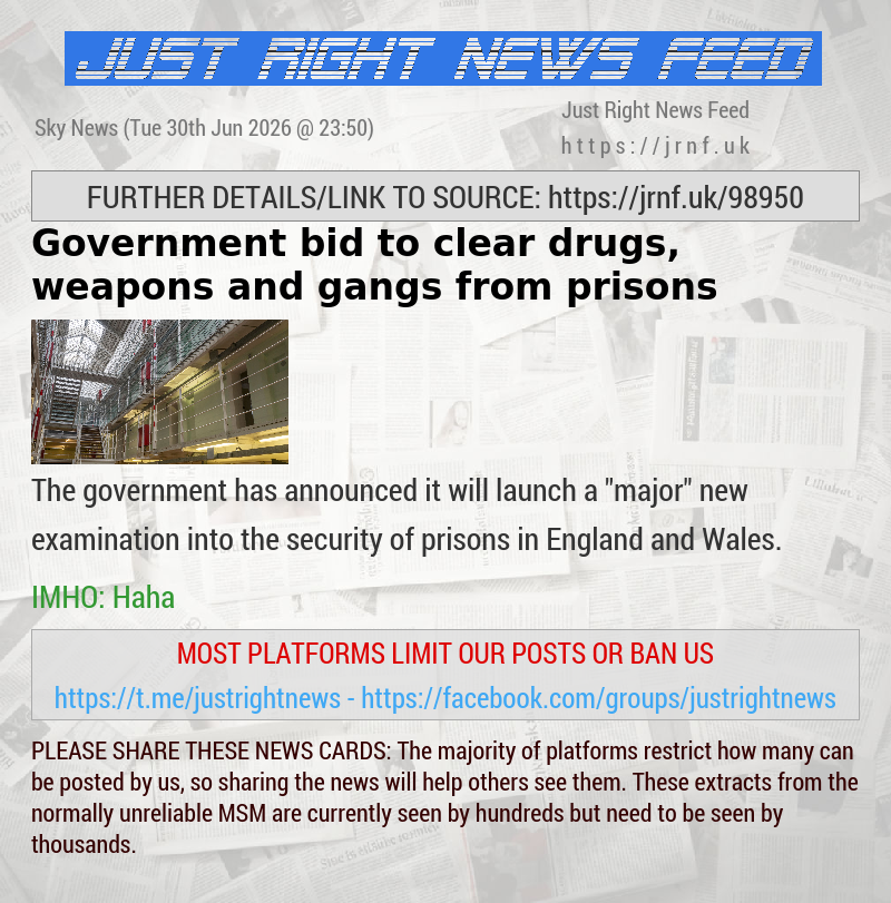 Government bid to clear drugs, weapons and gangs from prisons