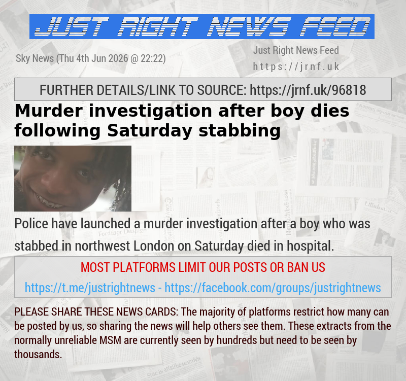 Murder investigation after boy dies following Saturday stabbing