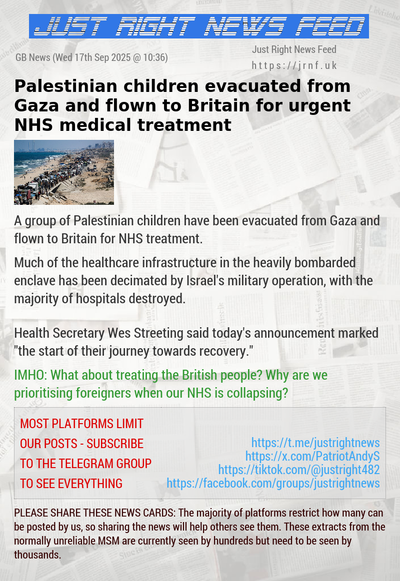 Palestinian children evacuated from Gaza and flown to Britain for urgent NHS medical treatment