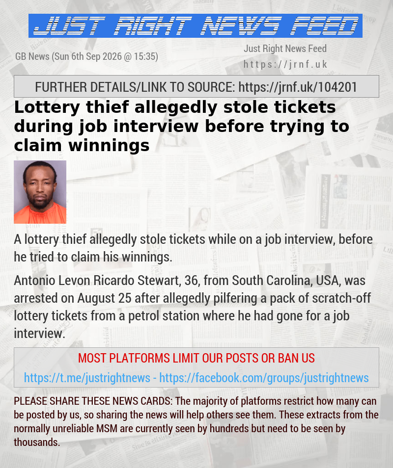 Lottery thief allegedly stole tickets during job interview before trying to claim winnings