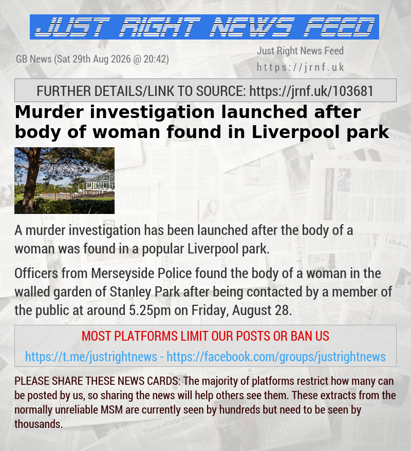 Murder investigation launched after body of woman found in Liverpool park