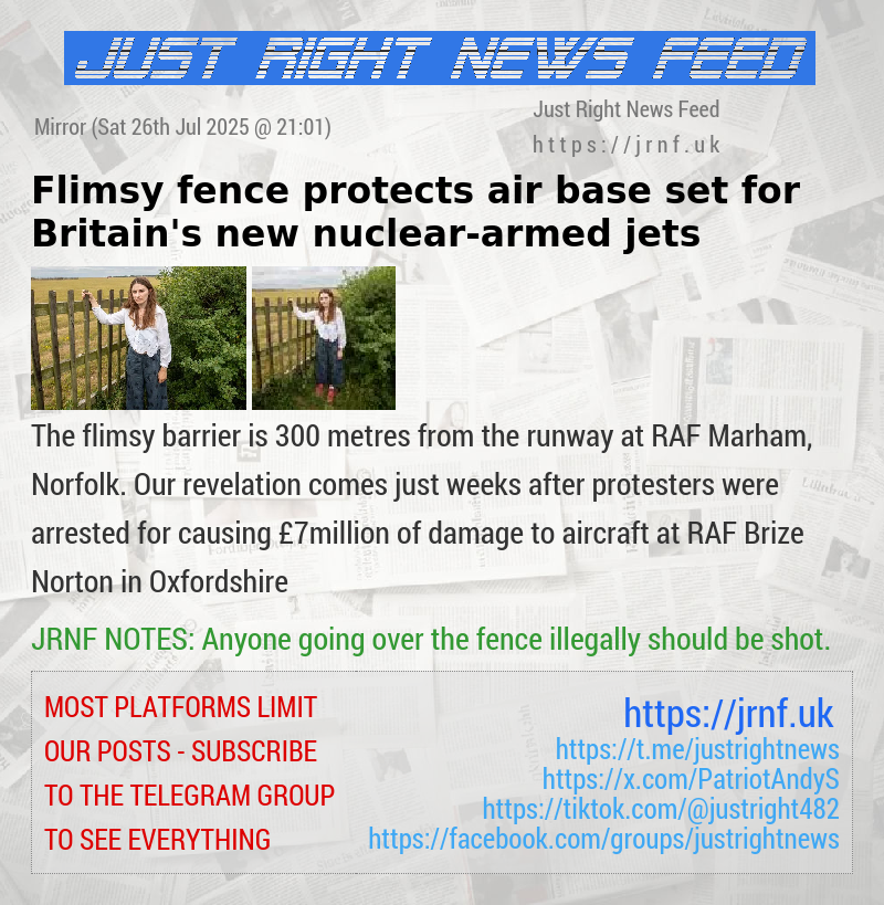 Flimsy fence protects air base set for Britain’s new nuclear—armed jets