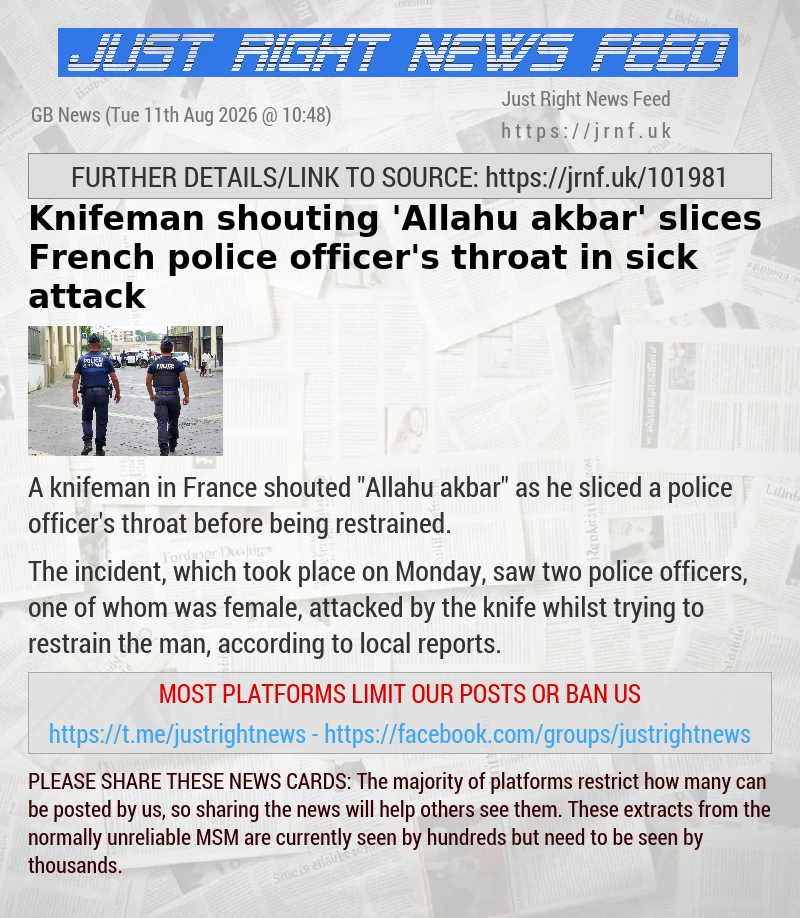 Knifeman shouting ’Allahu akbar’ slices French police officer’s throat in sick attack