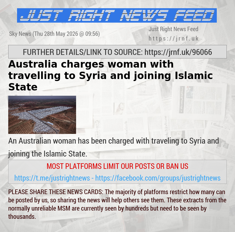 Australia charges woman with travelling to Syria and joining Islamic State