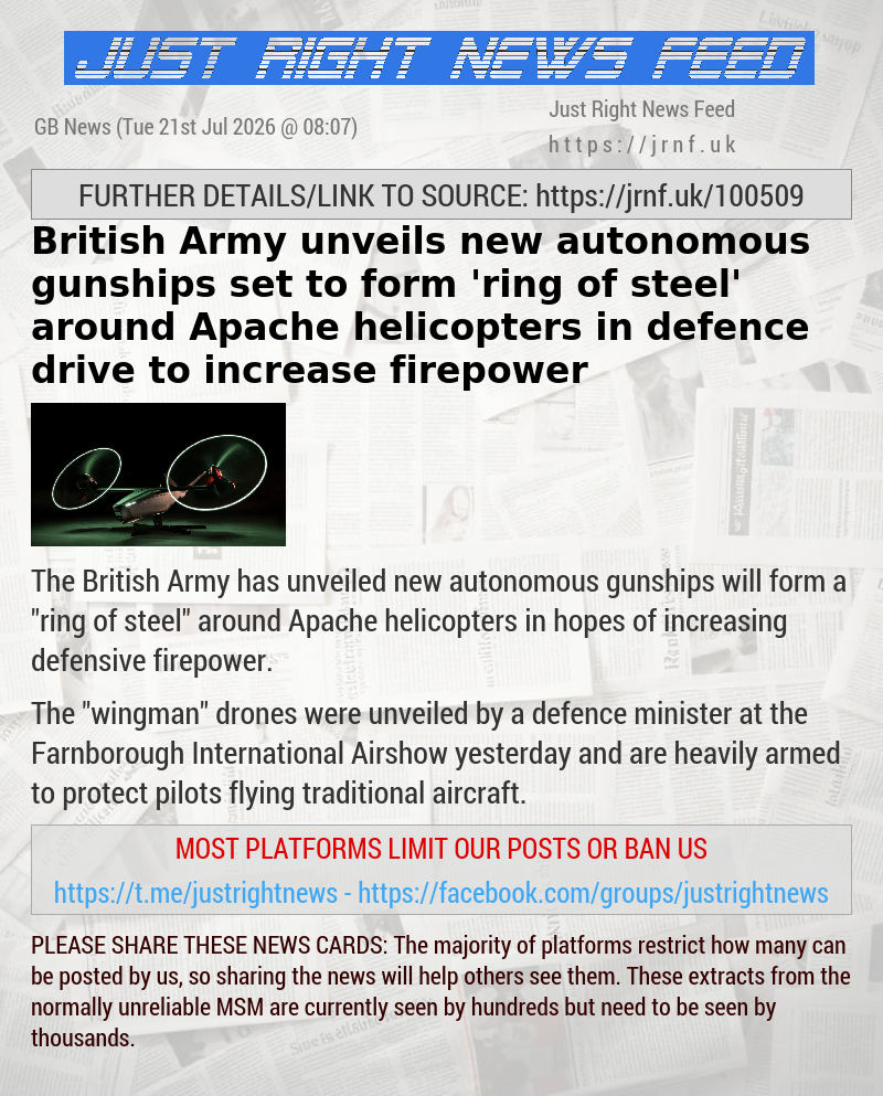 British Army unveils new autonomous gunships set to form ’ring of steel’ around Apache helicopters in defence drive to increase firepower