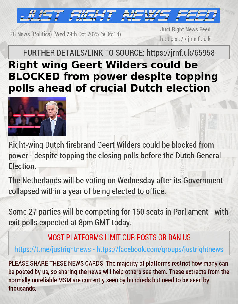 Right—wing Geert Wilders could be BLOCKED from power despite topping polls ahead of crucial Dutch election