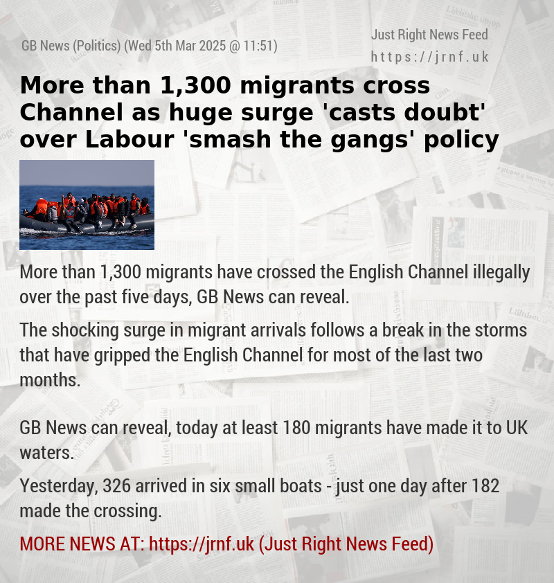 More than 1,300 migrants cross Channel as huge surge ’casts doubt’ over Labour ’smash the gangs’ policy