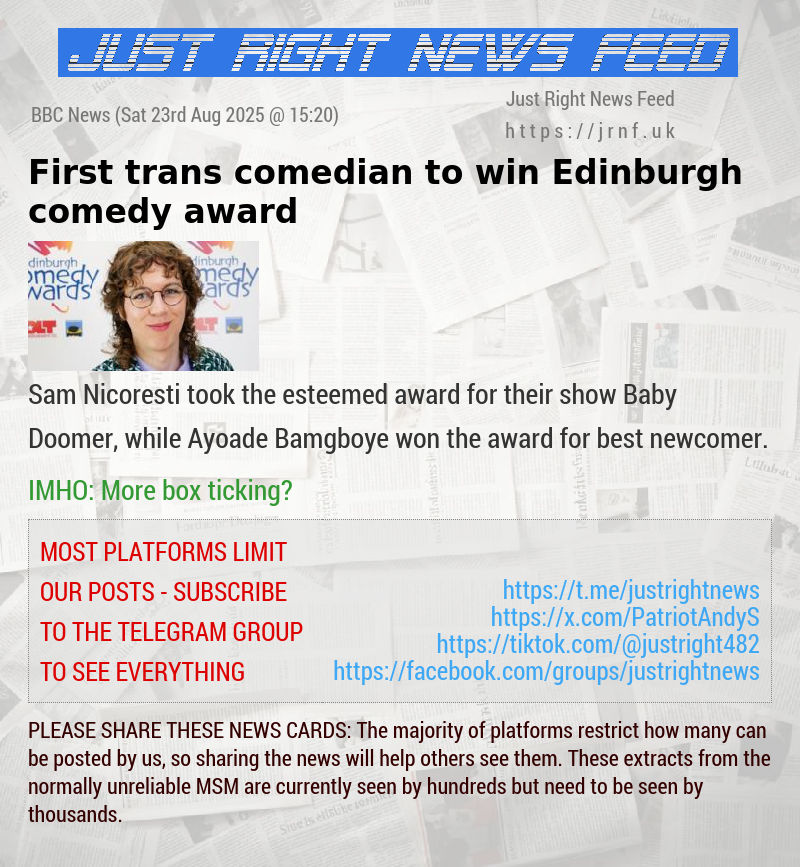 First trans comedian to win Edinburgh comedy award