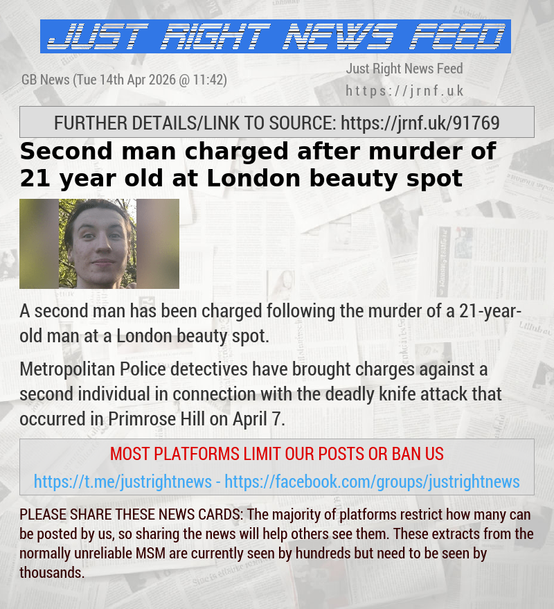 Second man charged after murder of 21—year—old at London beauty spot