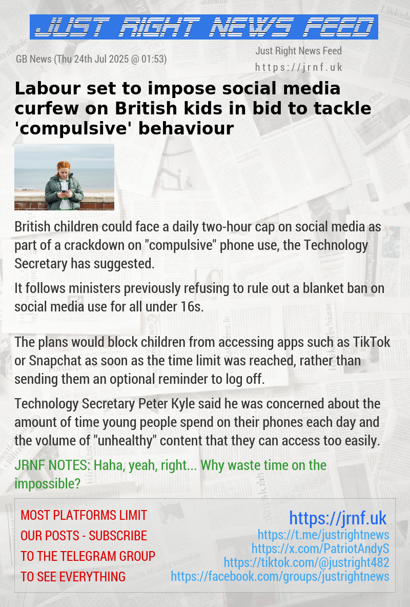 Labour set to impose social media curfew on British kids in bid to tackle ’compulsive’ behaviour