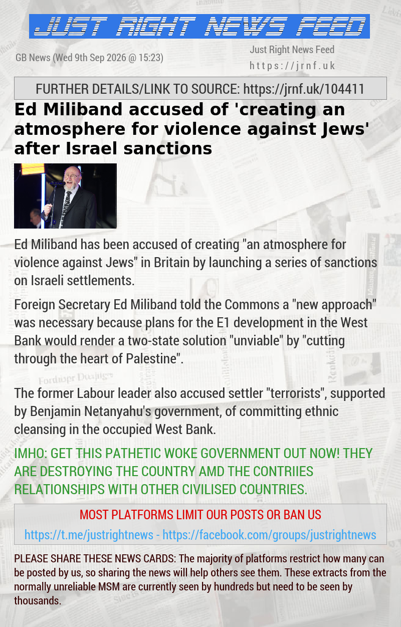 Ed Miliband accused of ’creating an atmosphere for violence against Jews’ after Israel sanctions