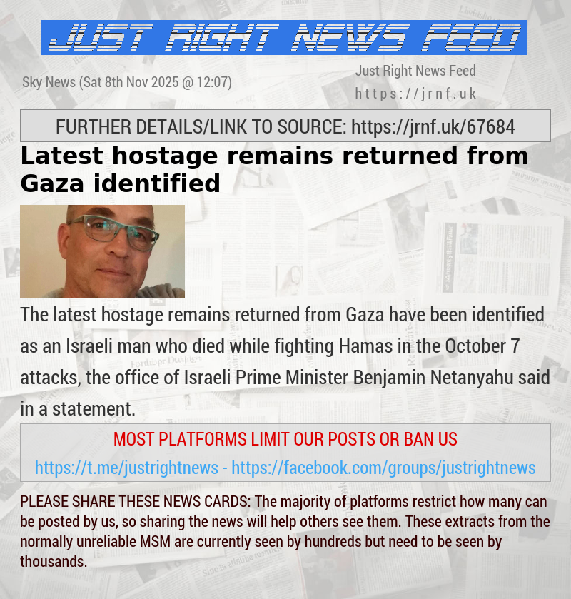 Latest hostage remains returned from Gaza identified