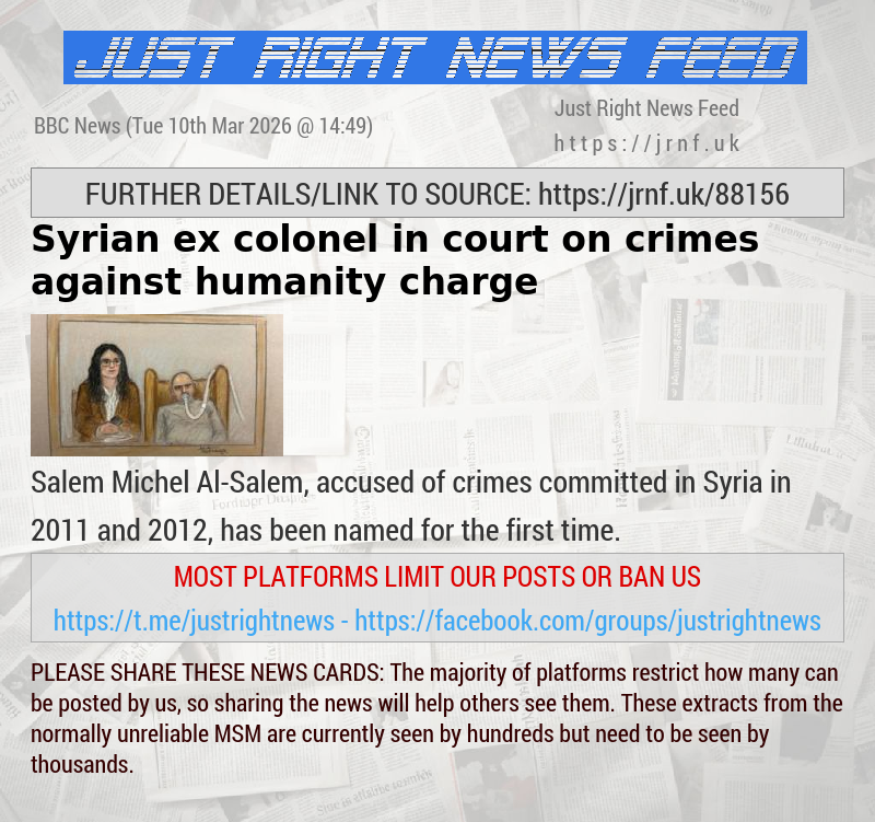 Syrian ex—colonel in court on crimes against humanity charge 