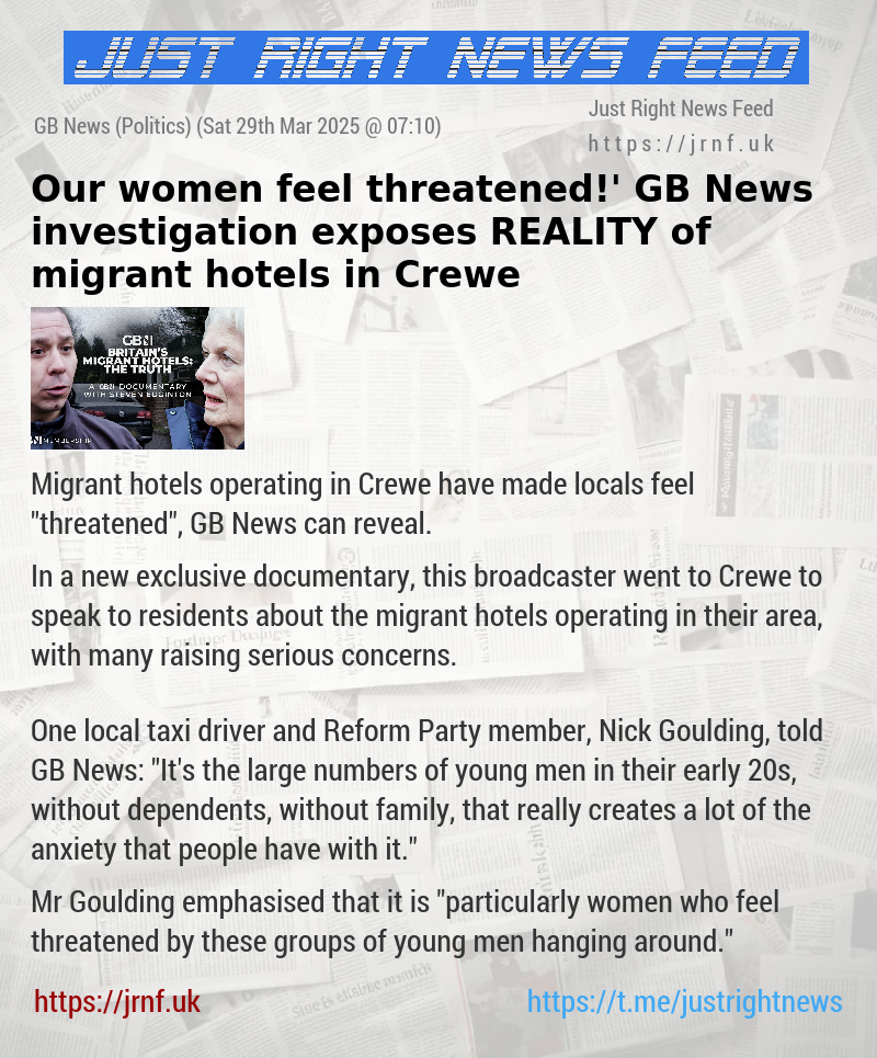 ‘Our women feel threatened!’ GB News investigation exposes REALITY of migrant hotels in Crewe