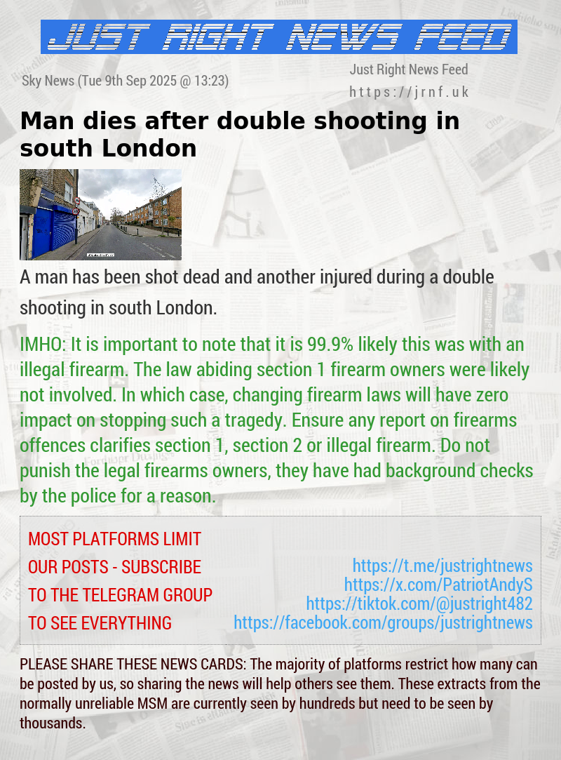 Man dies after double shooting in south London